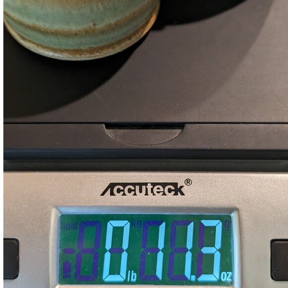 Studio Pottery Signed MMP Salt and Pepper Shakers Round Hand Thrown Green Brown - Picture 9 of 9